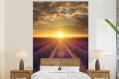 Behang - Fotobehang Zonsondergang - Lavendel - Frankrijk - Breedte 170 cm x hoogte 260 cm