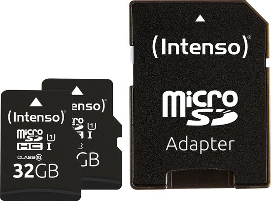 Micro SD Memory Card with Adaptor INTENSO 32 GB x 2
