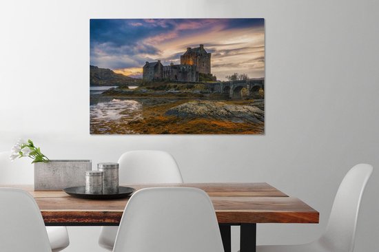 Canvas Schilderij Kasteel aan het water - 60x40 cm - Wanddecoratie