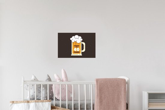 Stickers muraux - Film autocollant - Cadeau d'anniversaire - 40 ans - Bières - 30x20 cm - Film adhésif - Stickers muraux Chambre d'enfant - Papier peint autocollant