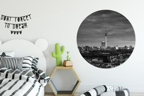 WallCircle® Wandcirkel 140x140 cm - Muurcirkel Stad - Berlijn - Urban - Muurdecoratie woonkamer - Wanddecoratie slaapkamer - Kamer decoratie accessoires - Ronde schilderijen
