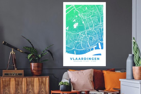 Stickers muraux - Plan de la ville - Vlaardingen - Nederland - 80x120 cm - Feuille adhésive - Carte