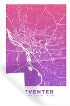 Stickers muraux - Plan de la ville - Deventer - Violet - Nederland - 60x90 cm - Feuille adhésive - Carte