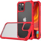 Hoesje Carbon Back Cover Schokbestendig Rood Geschikt voor Apple iPhone 13