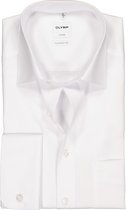 OLYMP Luxor comfort fit overhemd - dubbele manchet - wit - Strijkvrij - Boordmaat: 45
