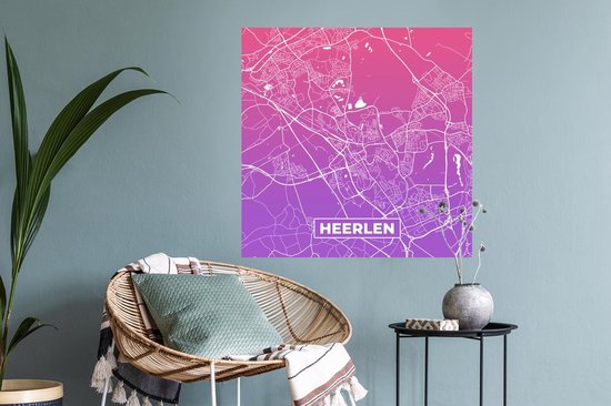 Stickers Stickers muraux - Plan de la ville - Heerlen - Violet - Pays- Nederland - 80x80 cm - Feuille adhésive - Carte