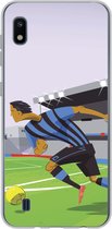 Geschikt voor Samsung Galaxy A10 hoesje - Een illustratie van spelers die voetballen in een stadion - Jongetje - Meisjes - Kinderen - Siliconen Telefoonhoesje