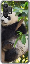 Geschikt voor Samsung Galaxy A32 5G hoesje - Panda - Dier - Boom - Siliconen Telefoonhoesje