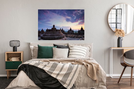 Borobudur au lever du soleil Poster 120x80 cm - Tirage photo sur Poster (décoration murale salon / chambre)