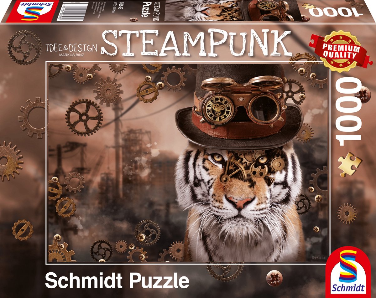 Steampunk Tijger, 1000 stukjes Puzzel
