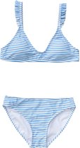 Snapper Rock - UV Bikini voor meisjes - Gestreept met frill - Powder Blue - maat 140-146cm