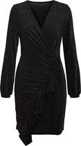 Vero Moda Jurk Vmsparkle L/s V-neck Dress Sb1 10264465 Black Dames Maat - 46