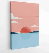 Berg- en landschapsmuurkunstcollectie. Abstracte kunst met land, woestijn, huis, weg, zon, lucht. 2 - Moderne schilderijen – Verticaal – 1870292335 - 115*75 Vertical