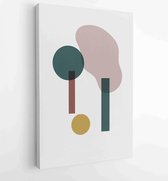 Earth tone boho gebladerte lijntekeningen tekenen met abstracte vorm. Abstract Plant Art-ontwerp voor print, omslag, behang, minimale en natuurlijke kunst aan de muur. 4 - Moderne schilderijen – Verticaal – 1824487670 - 40-30 Vertical