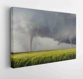 Onlinecanvas - Schilderij - Twee Tornados Tegelijk In Kansas Art Horizontaal Horizontal - Multicolor - 50 X 40 Cm