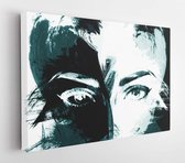 Onlinecanvas - Schilderij - Abstracte Vrouw Gezicht. Aquarel Mode Achtergrond Art Horizontaal Horizontal - Multicolor - 50 X 40 Cm