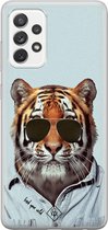 Samsung A52s hoesje siliconen - Tijger wild | Samsung Galaxy A52s case | blauw | TPU backcover transparant