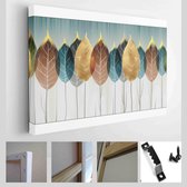 Onlinecanvas - Schilderij - Kleurrijke Bladeren Decoratieve Achtergrond Wallpaper. Grafisch Patroon Artwork Art Horizontaal - Multicolor - 115 X 75 Cm