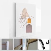 Schilderen Muur Foto's Home Room Decor. Moderne abstracte kunst botanische kunst aan de muur. Boho. Minimal Art Bloem op Geometrische Vormen Achtergrond - Modern Art Canvas - Verti