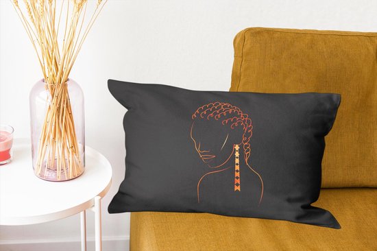 Coussins Coussins décoratifs - Oreillers Salon - Line cm - Femme - Boucles d'oreilles d'oreilles - Dessin au trait - Or