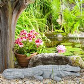 Relaxdays Tuinbeeld krokodil - vijverdecoratie - alligator - tuinfiguur - tuindecoratie