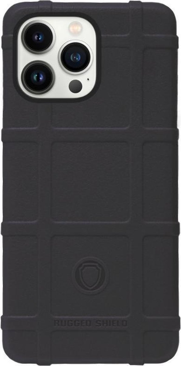 RUGGED SHIELD Rubber Bumper Case Hoesje Geschikt voor iPhone 13 Pro Max - Zwart