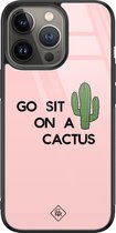 iPhone 13 Pro hoesje glass - Go sit on a cactus | Apple iPhone 13 Pro  case | Hardcase backcover zwart