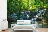Behang - Fotobehang Jungle waterval in Palenque Mexico - Breedte 420 cm x hoogte 280 cm