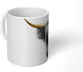 Mok - Koffiemok - Schotse hooglander - Zwart - Goud - Mokken - 350 ML - Beker - Koffiemokken - Theemok