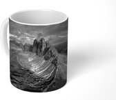 Mok - Alpen bij zonsondergang - zwart wit - 350 ML - Beker