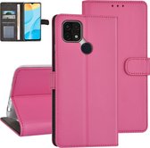 Felroze hoesje voor Oppo A15 - Book Case - Pasjeshouder - Magneetsluiting