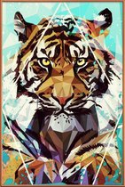 JUNIQE - Poster met kunststof lijst It Tiger -30x45 /Bruin & Turkoois