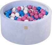 Ballenbak VELVET Baby Blauw - 90x40 incl. 300 ballen - Blauw, Wit, Licht Roze, Transparant