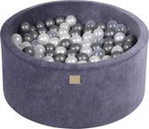 Piscine à balles ronde VELVET 90x40 - Grijs- Blauw incl 300 balles - Argent, Wit Pearl, Transparent | Ballenbak.nl