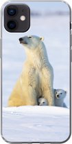 Geschikt voor iPhone 12 mini hoesje - IJsbeer - Sneeuw - Welpen - Siliconen Telefoonhoesje