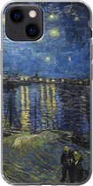 Geschikt voor iPhone 13 hoesje - Sterrennacht boven de Orsay Parijs - Vincent Van Gogh - Siliconen Telefoonhoesje