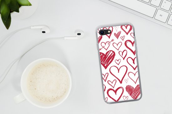Coque iPhone 8 - Une illustration avec différents coeurs sur fond blanc - Coque en Siliconen pour téléphone