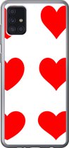 Geschikt voor Samsung Galaxy A52 5G hoesje - Een illustratie met negen rode hartjes - Siliconen Telefoonhoesje