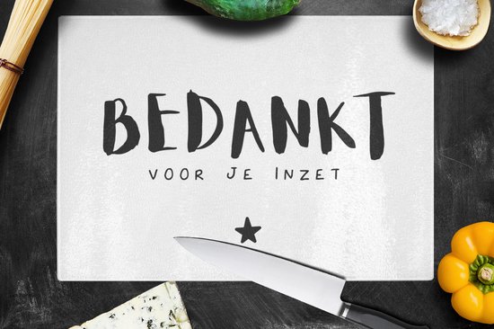 Glazen Snijplank - 39x28 - Collega - Bedankt voor je inzet - Quotes