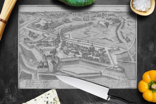Rode pepers in water Snijplank, snijplank van gehard glas, zwarte keukendecoratie, snijplank vlees - België