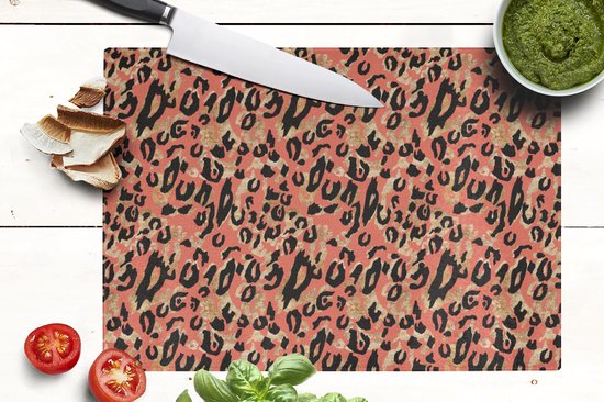 Planche à découper en Verres - 39 x 28 - imprimé animal - panthère - rose - Planches à découper en Glas