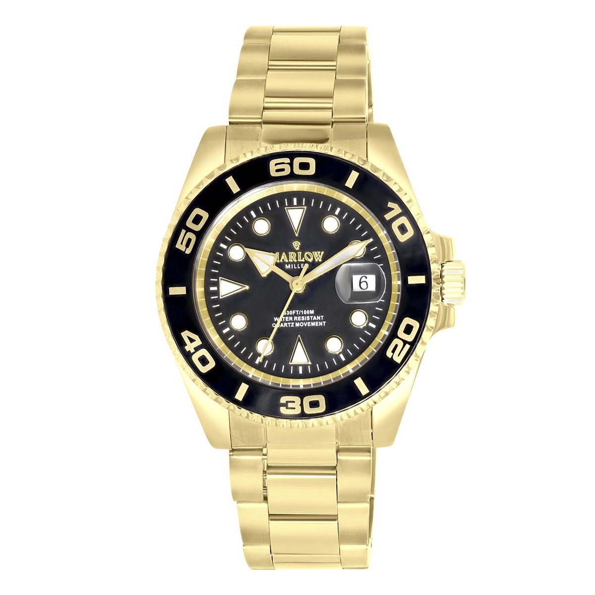 Lucardi Heren Marlow Miller horloge met goudkleurige stalen band - Horloge - Staal - Goud - 40 mm