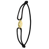 Lucardi Dames Satijnen koordarmband initial - Staal - Armband - Cadeau - 22 cm - Goudkleurig