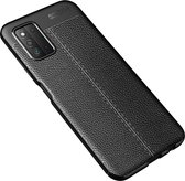 Samsung Galaxy A03s Hoesje - MobyDefend TPU Gelcase - Lederlook - Zwart - GSM Hoesje - Telefoonhoesje Geschikt Voor: Samsung Galaxy A03s