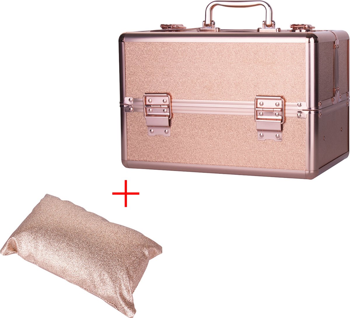 Goedkoopste Aluminium Koffer Rosé Gold met opbergvakken INCL. armsteun