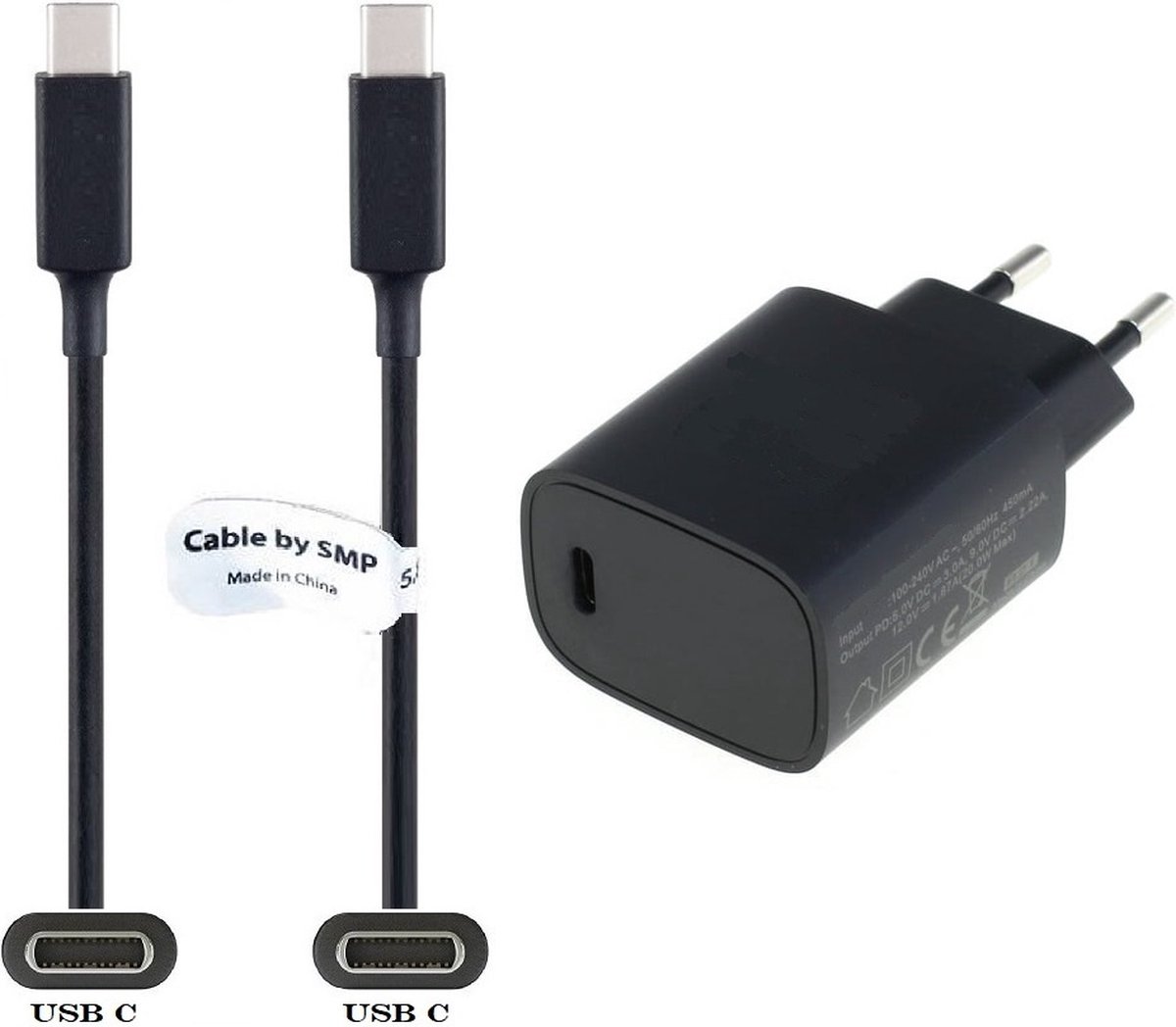 Misverstand opgraven Een deel Snellader + 0,5m USB C 3.1 kabel. 20W PD QuickCharge oplader / E-Marker.  Lader adapter... | bol.com