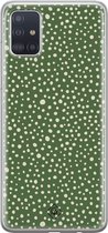 Samsung A51 hoesje siliconen - Green dots | Samsung Galaxy A51 case | groen | TPU backcover transparant