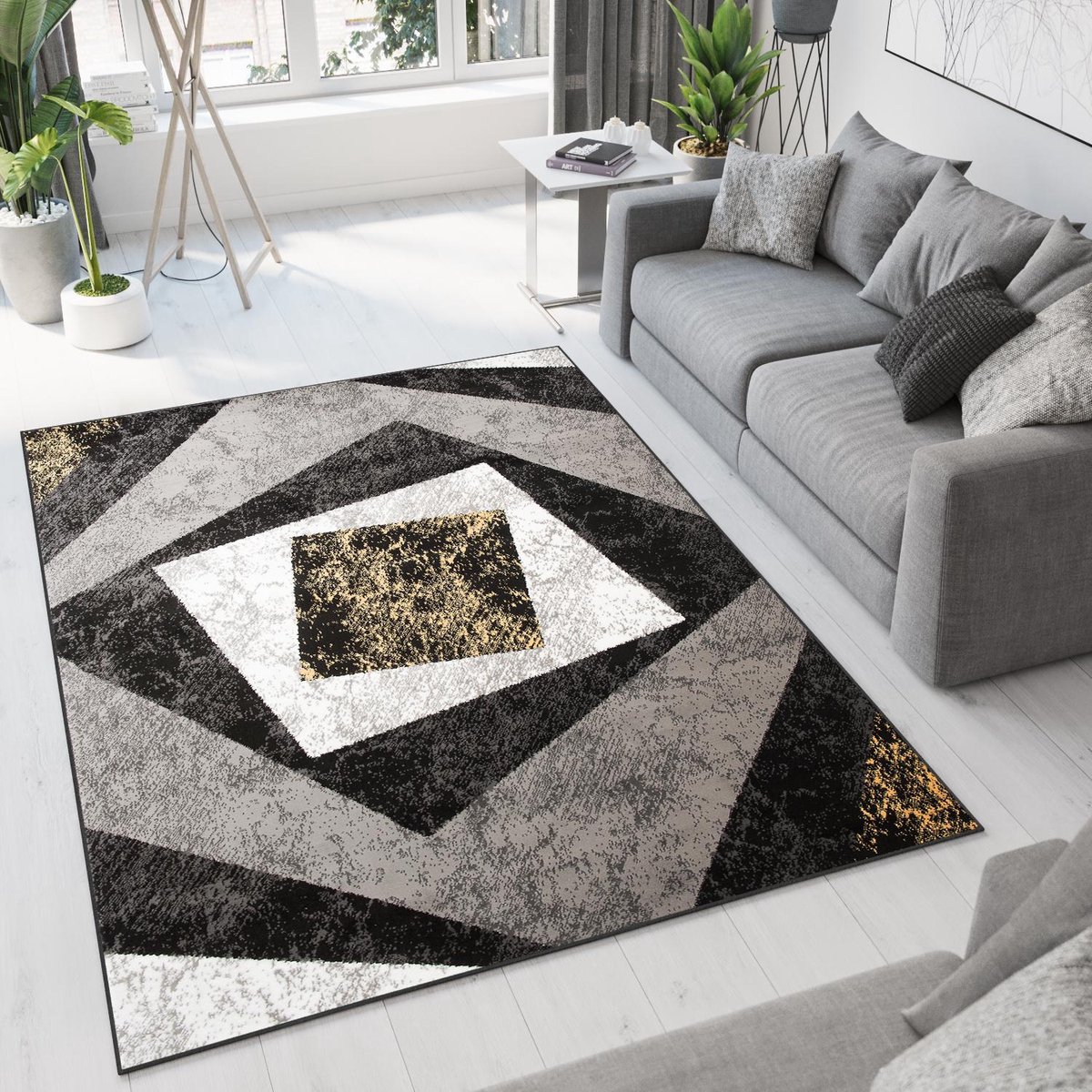 Tapiso Dream Vloerkleed Grijs Geel Modern Woonkamer Tapijt Maat- 120x170