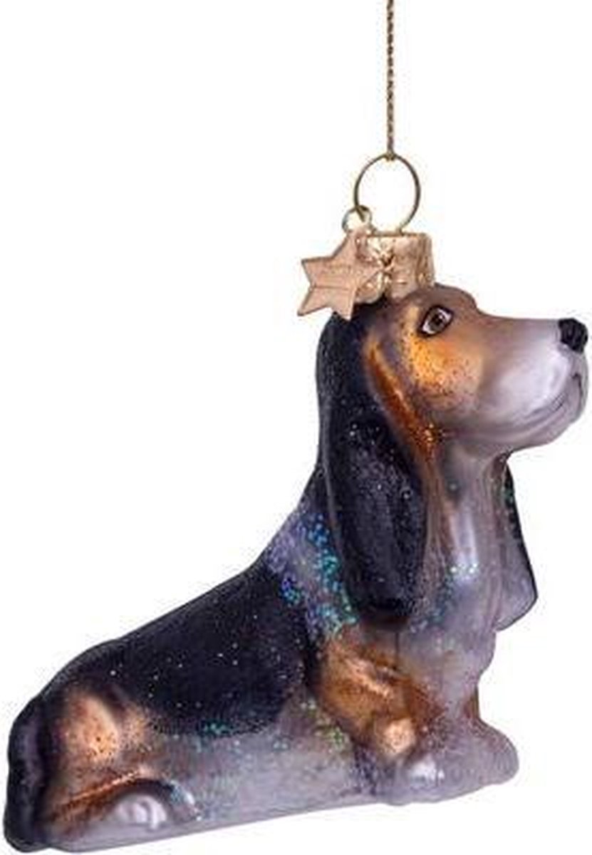 Ornament glass basset dog H7.5cm