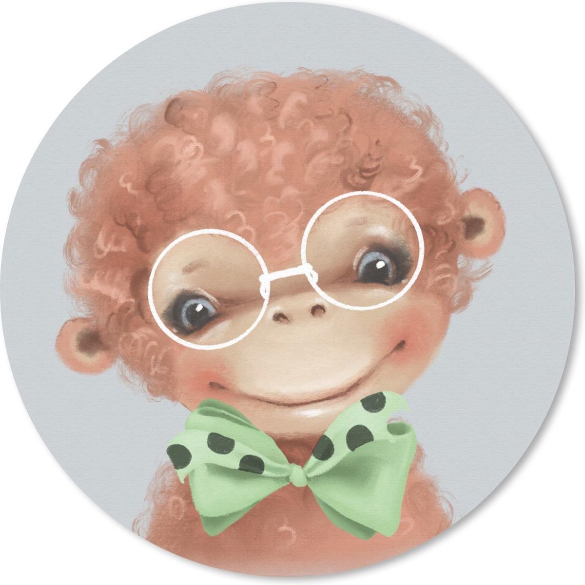 Muismat rond 50x50 cm - Mousepad Aap - Kinderen - Strik - Ronde muismatten